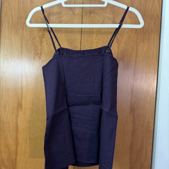 Theory Dark Purple Camisole SZ Small Lightweight Linen Fitted Adjustable Violet - Picture 3 of 6